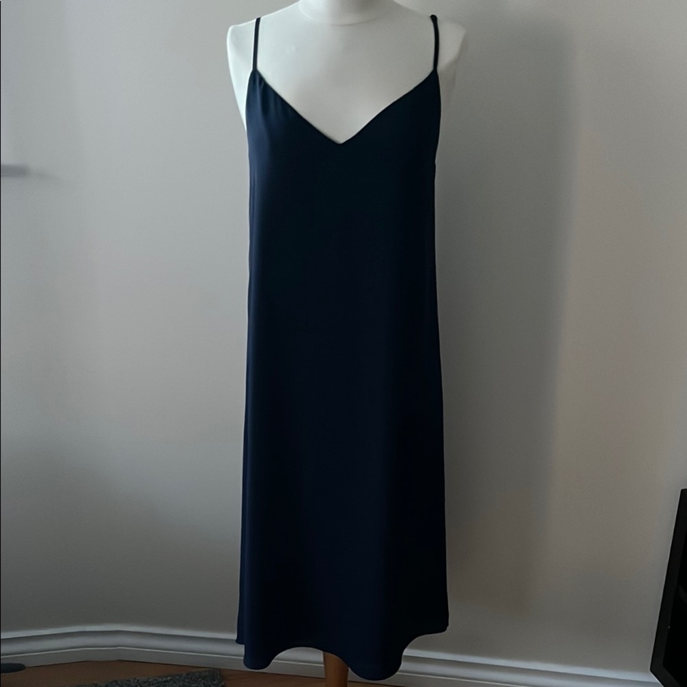 Babaton Blue Slip Midi Dress Spaghetti Strap V-Neck